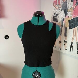Stylish Black Cutout Crop Top